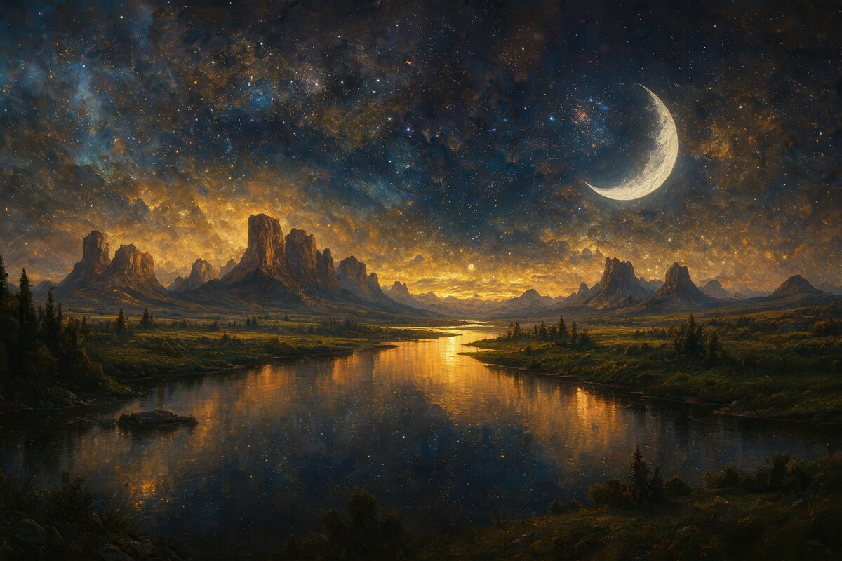 Fototapeta Cudowna noc w alternatywnej rzeczywistości.