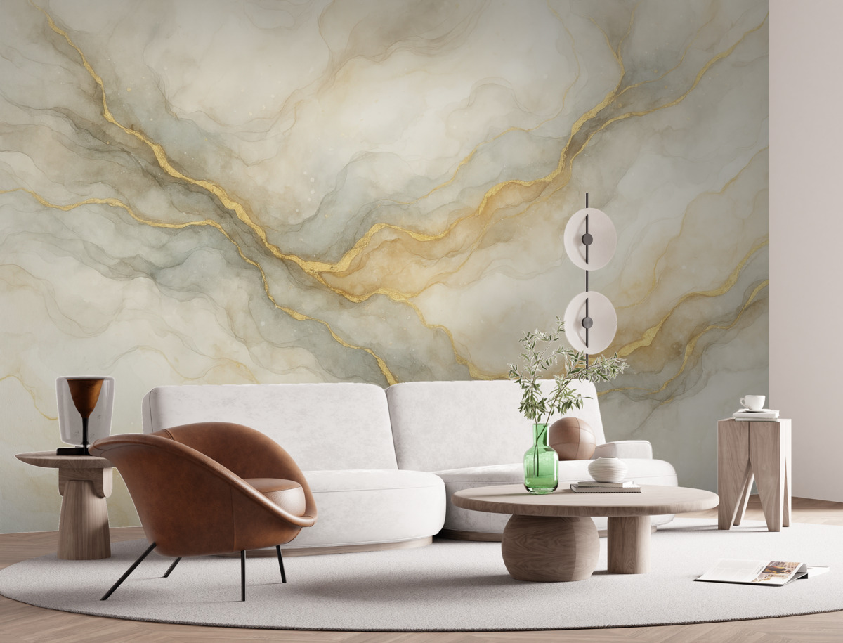 Fototapeta Marmurkowe akwarelowe tło z liniami.