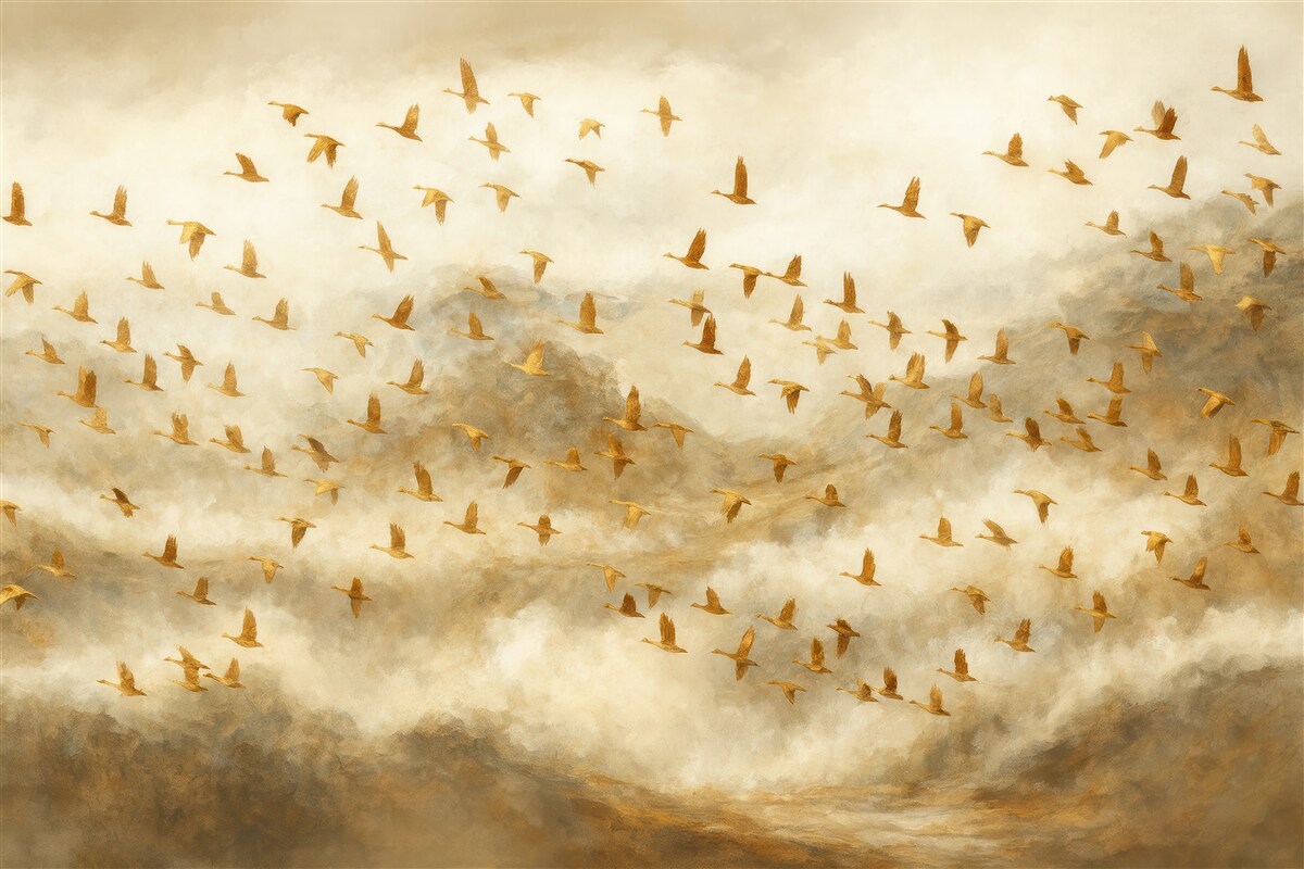 Fototapeta Masy ptaków w górach.