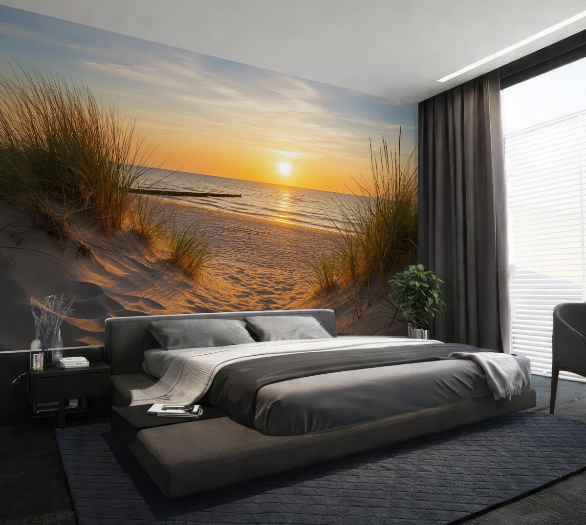 Fototapeta Zdjęcie/Panoramiczne Plaże Wydmowe z zachodem słońca.