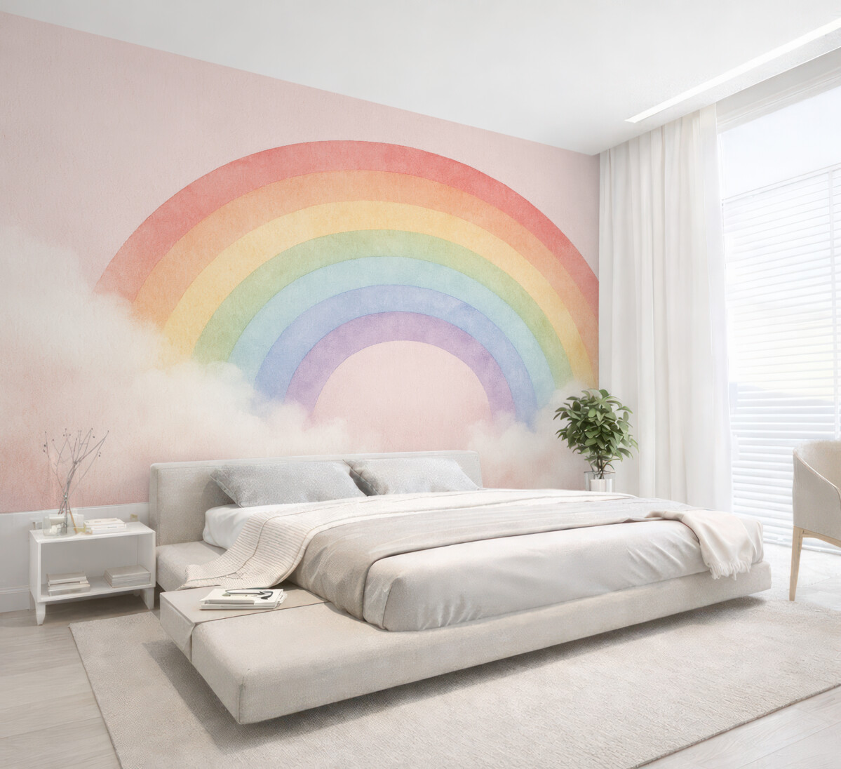 Fototapeta Chmura i łuk tęczy w tle.