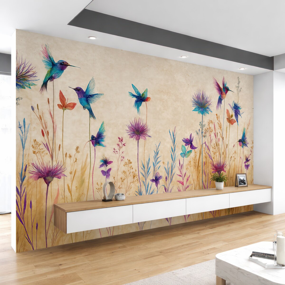 Fototapeta Zjawiskowo wysokie rośliny na jasnobeżowym tle.