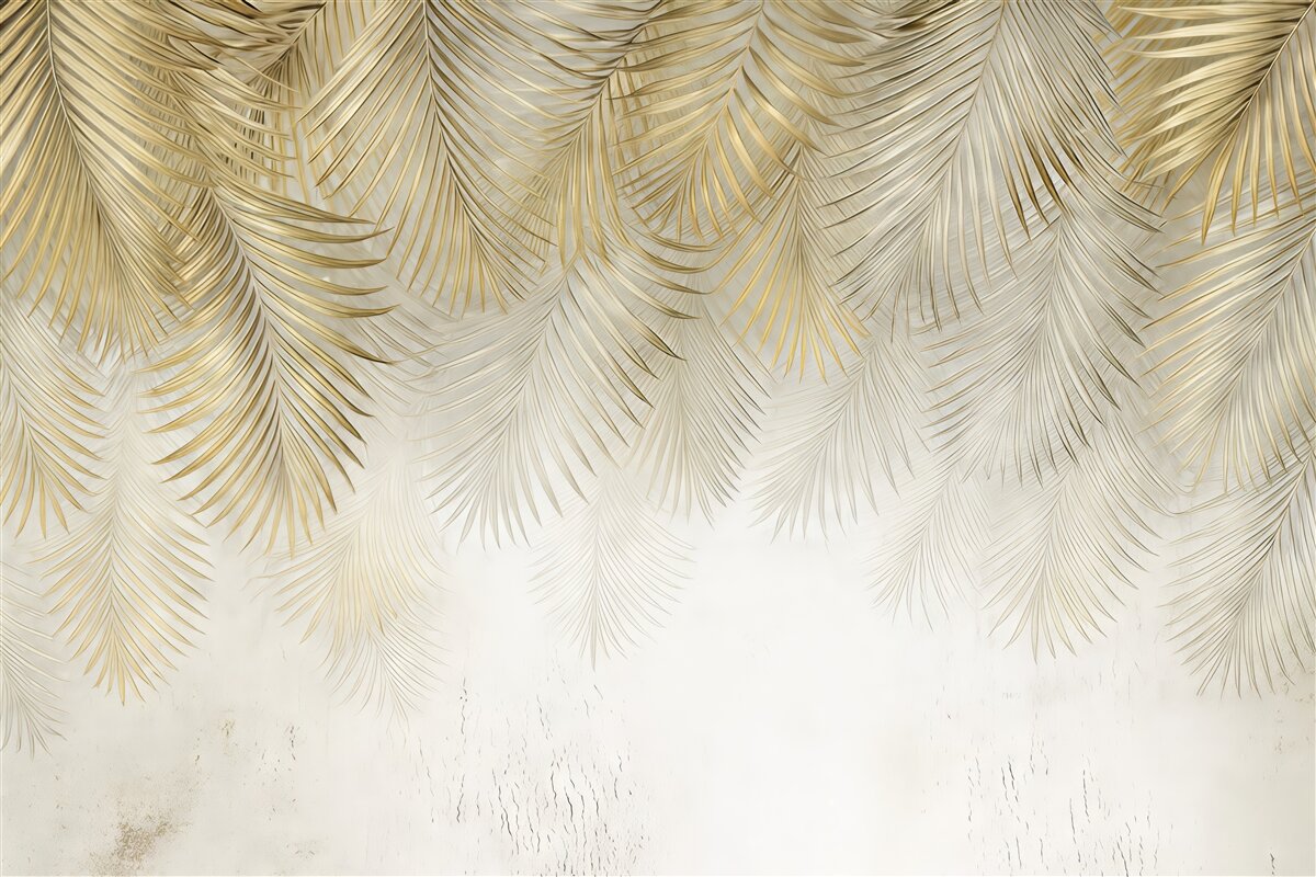 Fototapeta Zwilżone tropikalne liście w klimacie grunge.