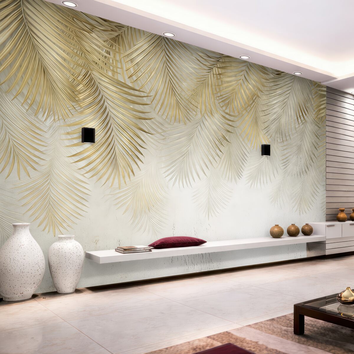 Fototapeta Zwilżone tropikalne liście w klimacie grunge.