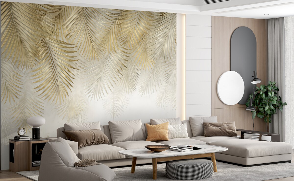 Fototapeta Zwilżone tropikalne liście w klimacie grunge.