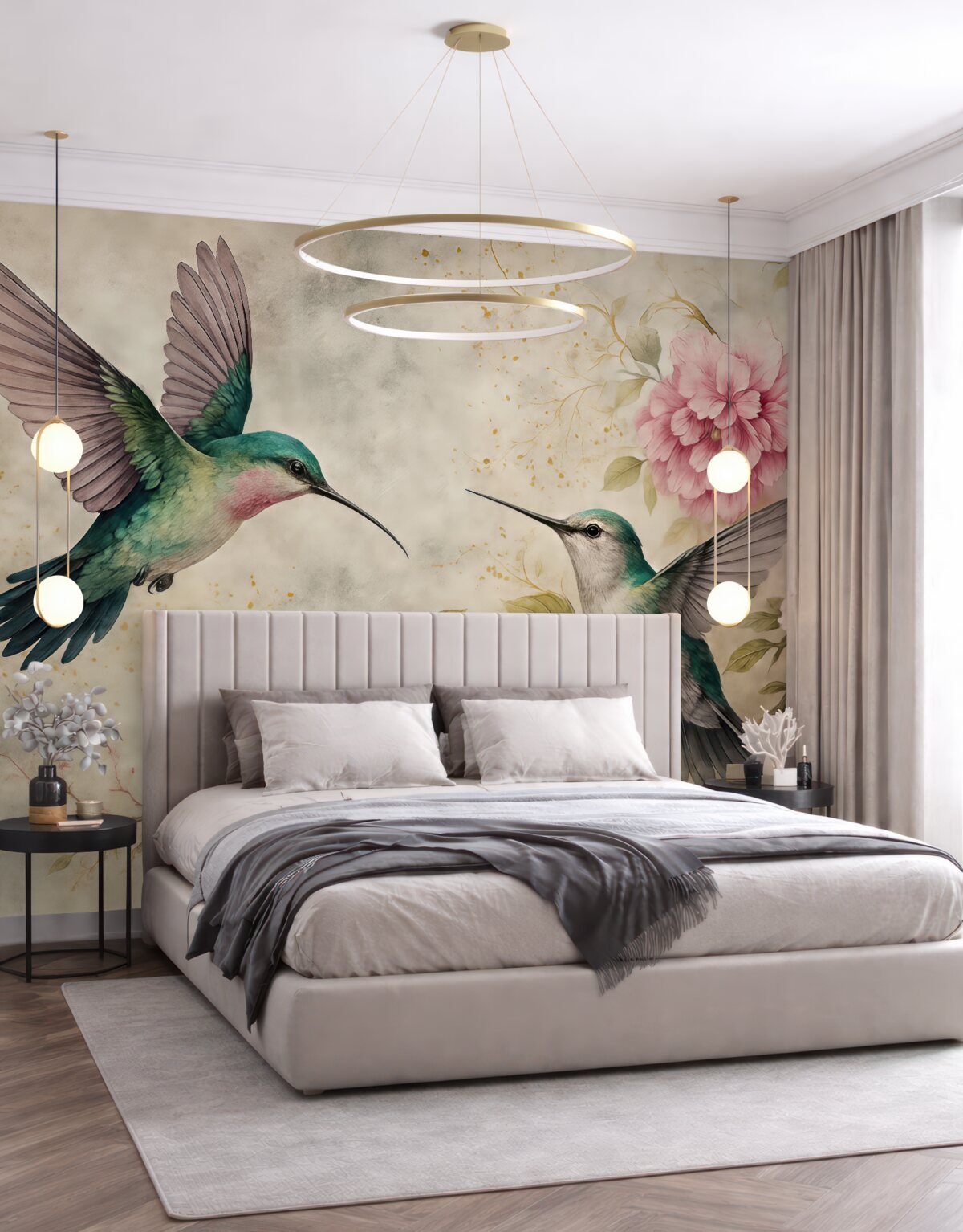 Fototapeta Akwarela kolibra na konarze.