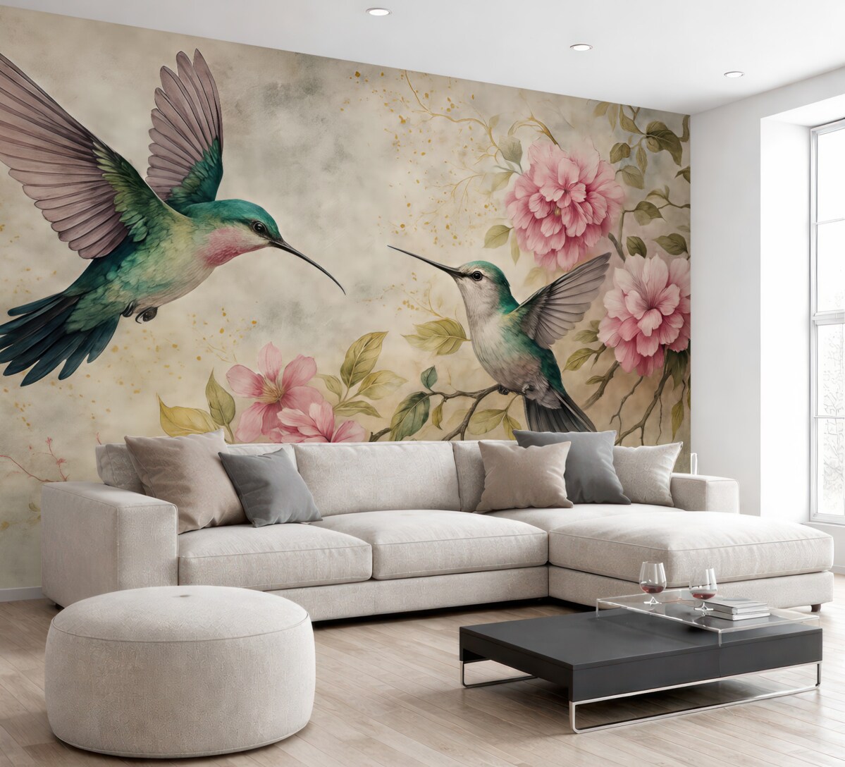 Fototapeta Akwarela kolibra na konarze.