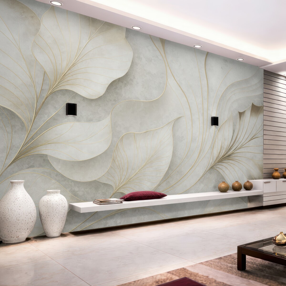 Fototapeta Subtelna abstrakcja z dużych liści.