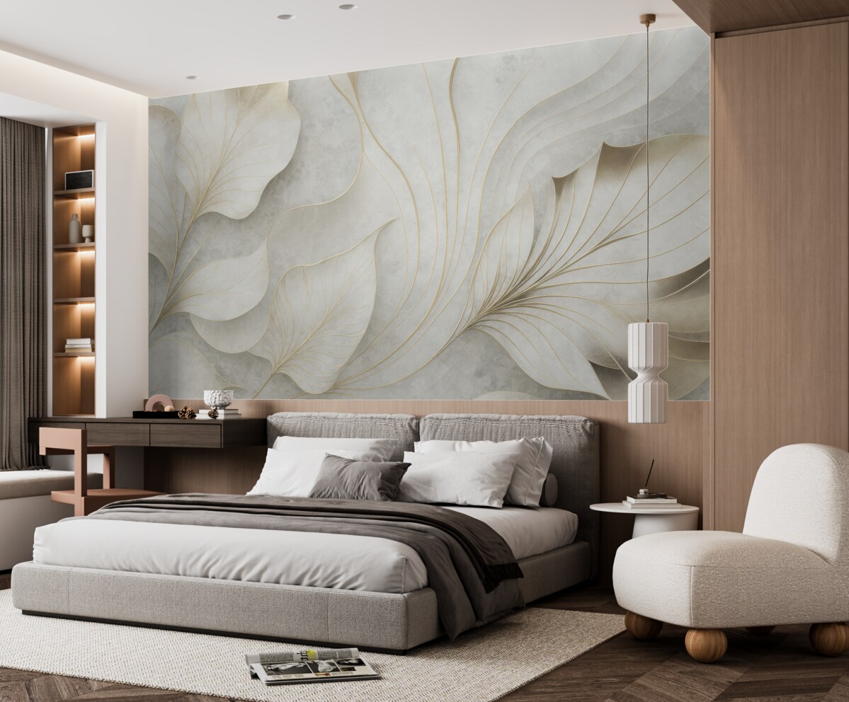 Fototapeta Subtelna abstrakcja z dużych liści.