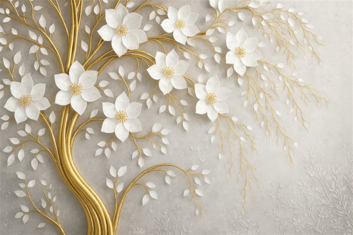 Fototapeta drzewo z jasnymi kwiatami