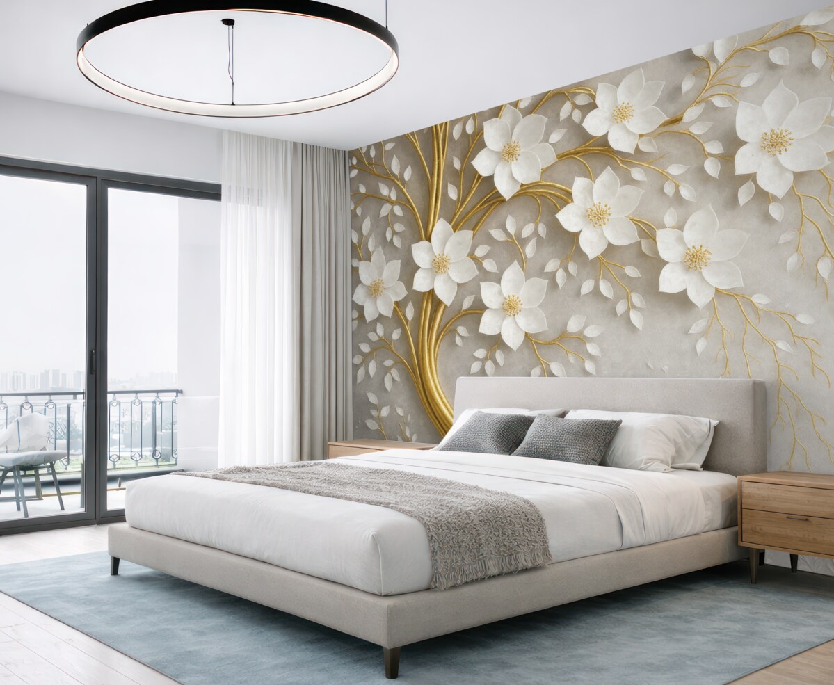 Fototapeta drzewo z jasnymi kwiatami