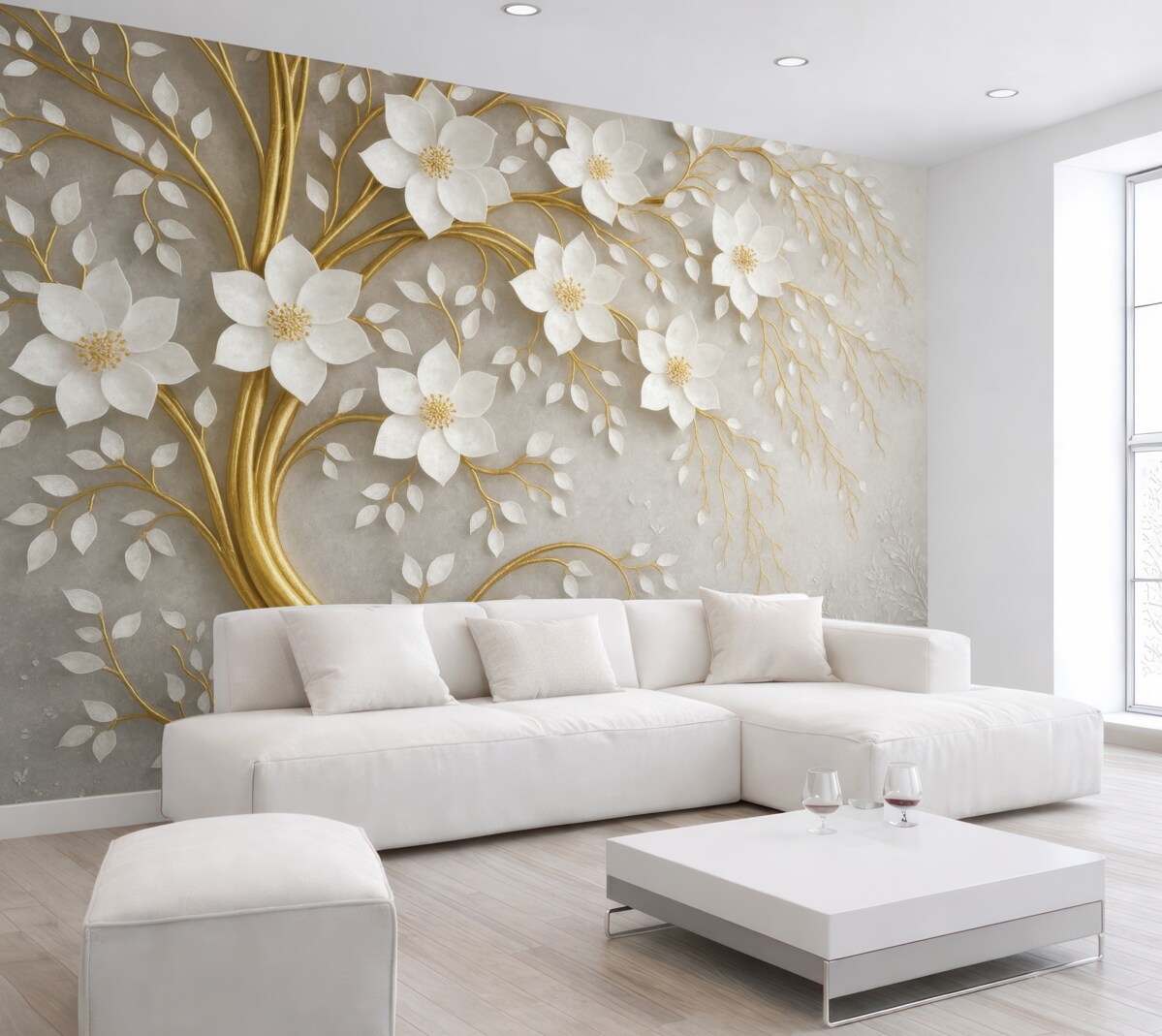 Fototapeta drzewo z jasnymi kwiatami