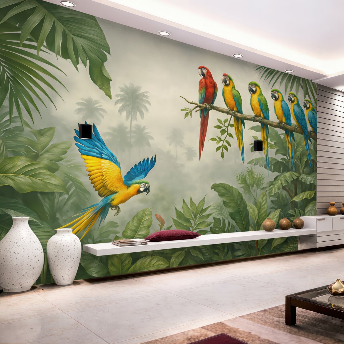 Fototapeta Papugi na konarach w tropikalnym lesie.