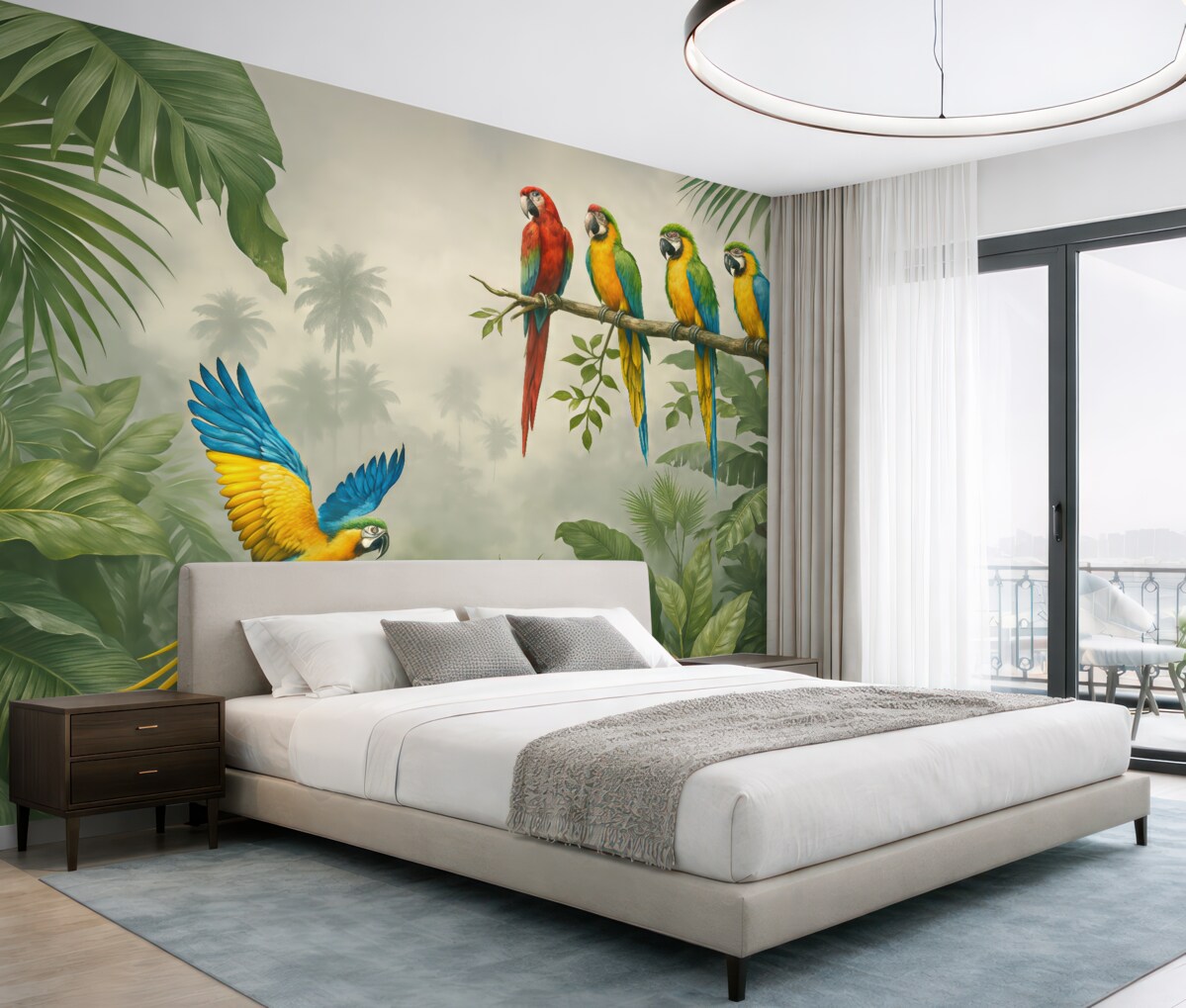 Fototapeta Papugi na konarach w tropikalnym lesie.