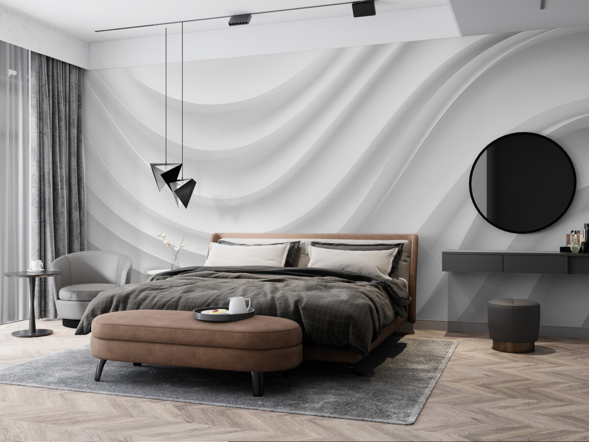 Fototapeta Białe fale trójwymiarowe.