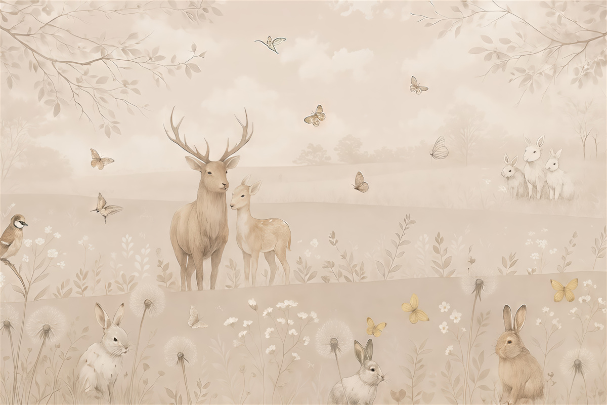 Fototapeta Różowy, marzycielski świat z łosiem.