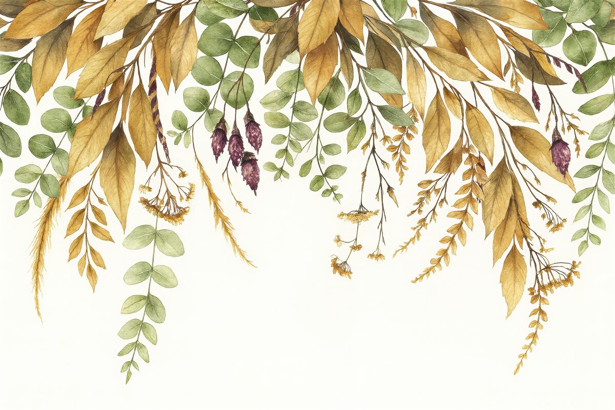 Fototapeta Ramka kwiatowa z liśćmi jesieni.