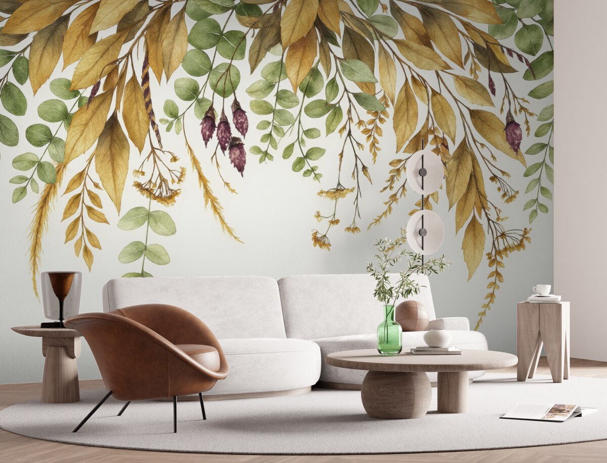 Fototapeta Ramka kwiatowa z liśćmi jesieni.