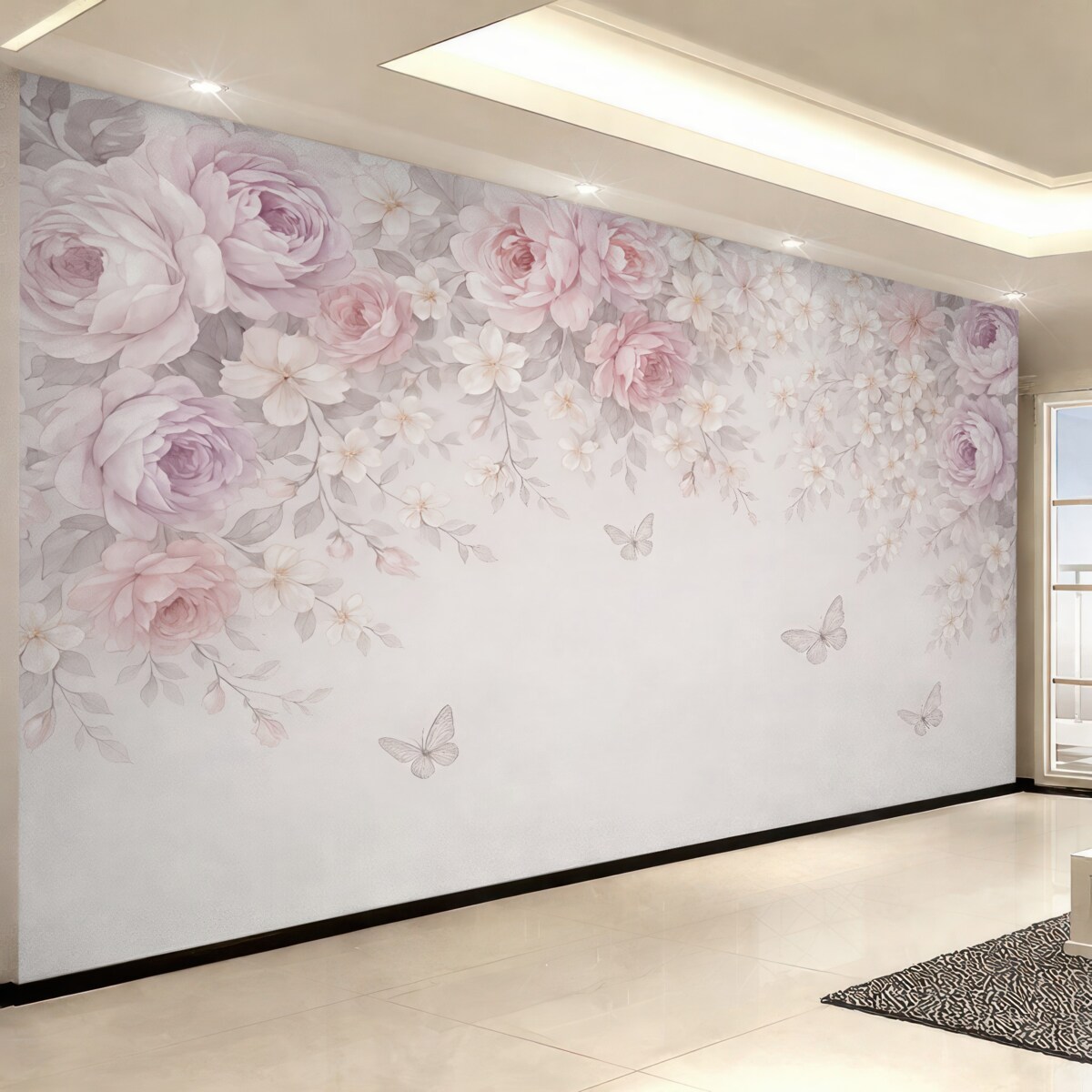 Fototapeta Ogród z biletami, w którym kwitną kwiaty i fruwają motyle.