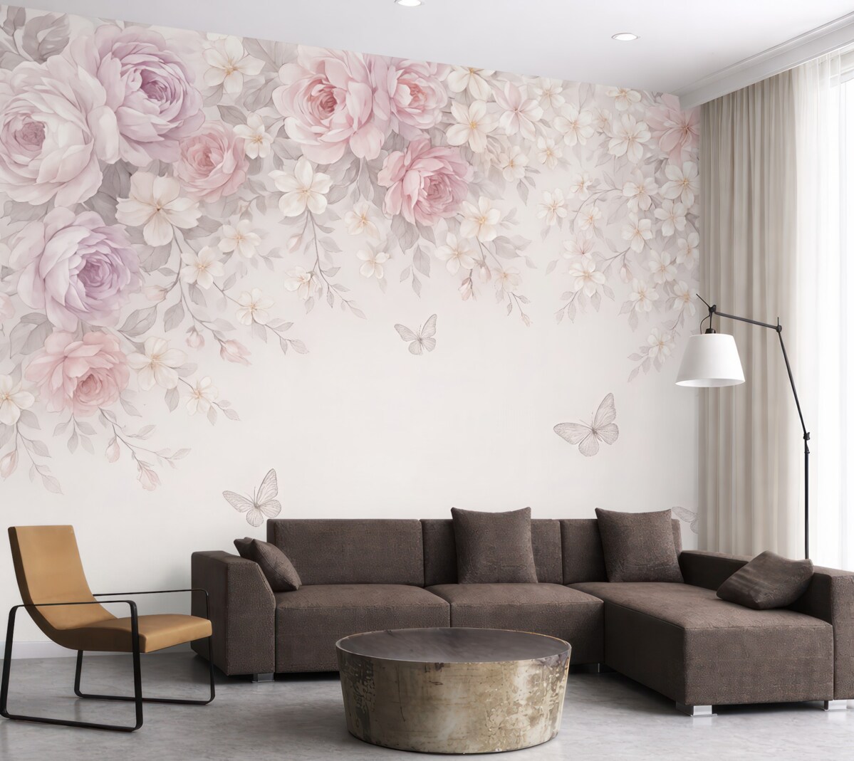 Fototapeta Ogród z biletami, w którym kwitną kwiaty i fruwają motyle.