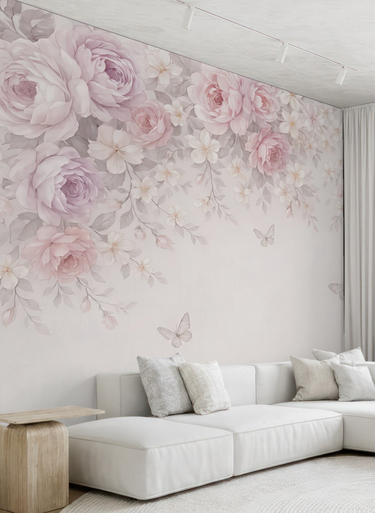 Fototapeta Ogród z biletami, w którym kwitną kwiaty i fruwają motyle.