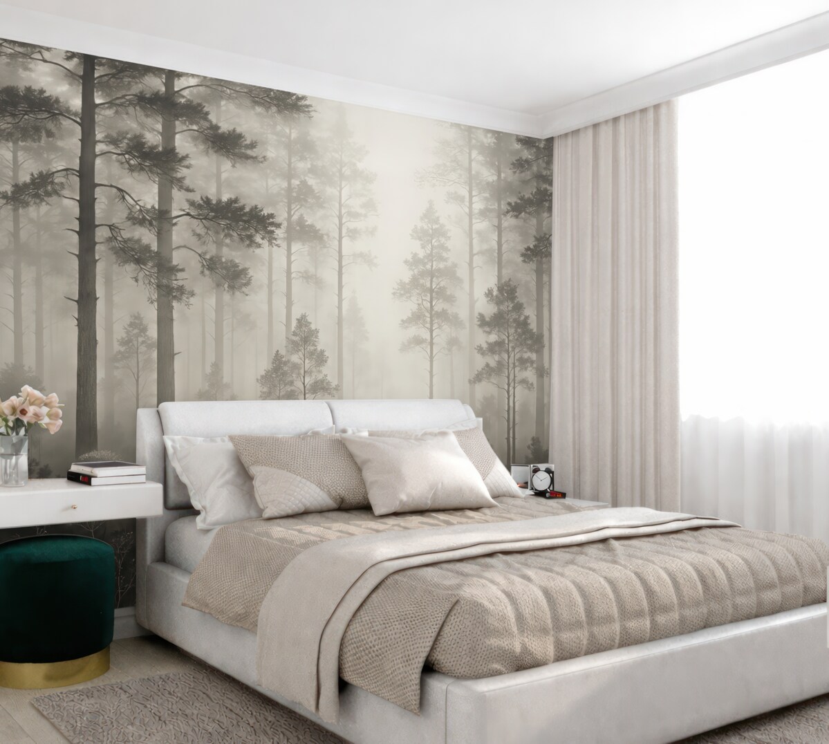 Fototapeta Las w oparach mgły