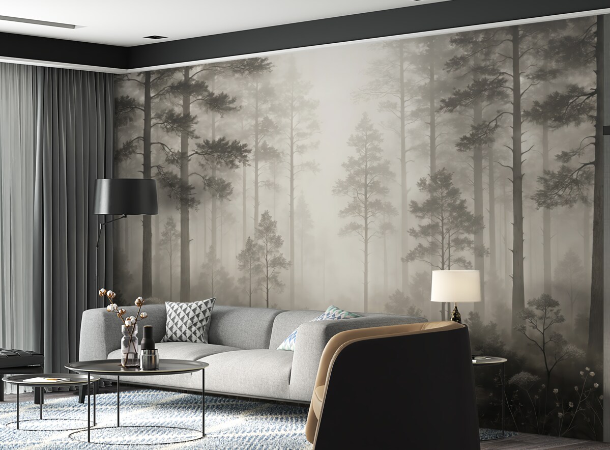 Fototapeta Las w oparach mgły