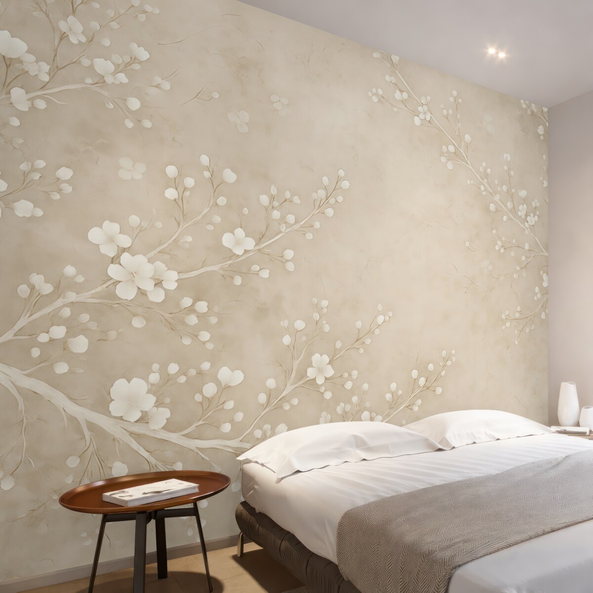 Fototapeta Białe delikatne gałązki oraz kwiaty.