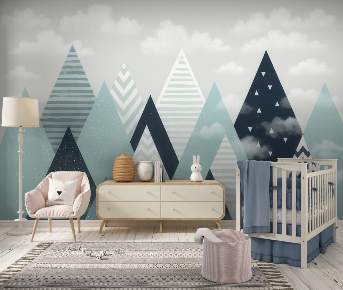Fototapeta Skandynawskie szczyty do pokoju dla dzieci.