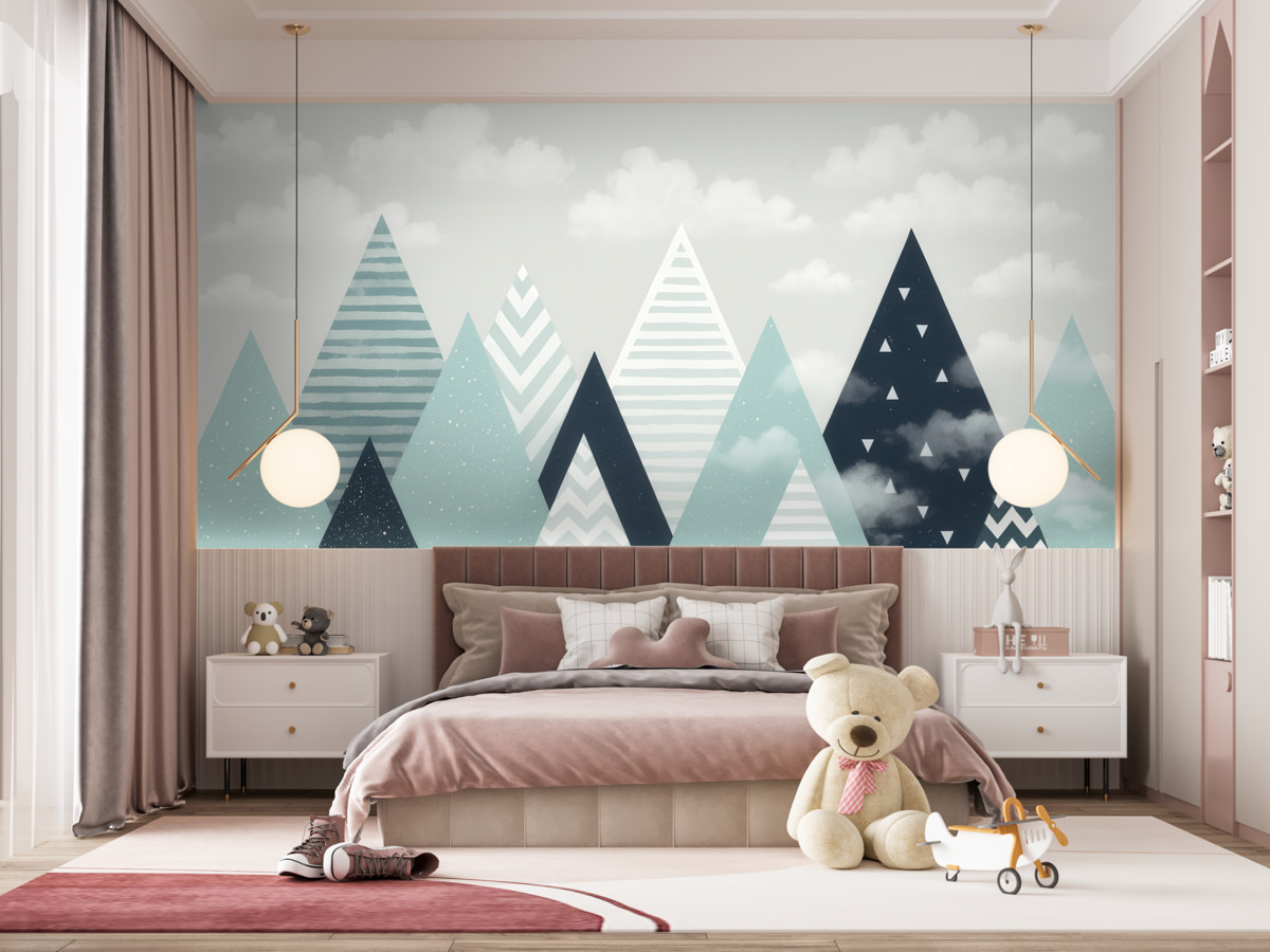 Fototapeta Skandynawskie szczyty do pokoju dla dzieci.