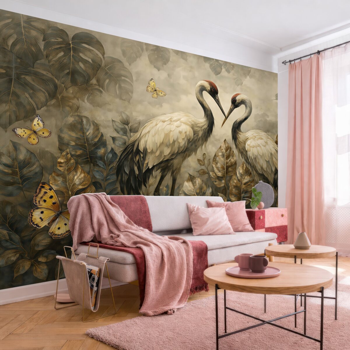 Fototapeta Dwa żurawie na teksturze w stylu grunge.