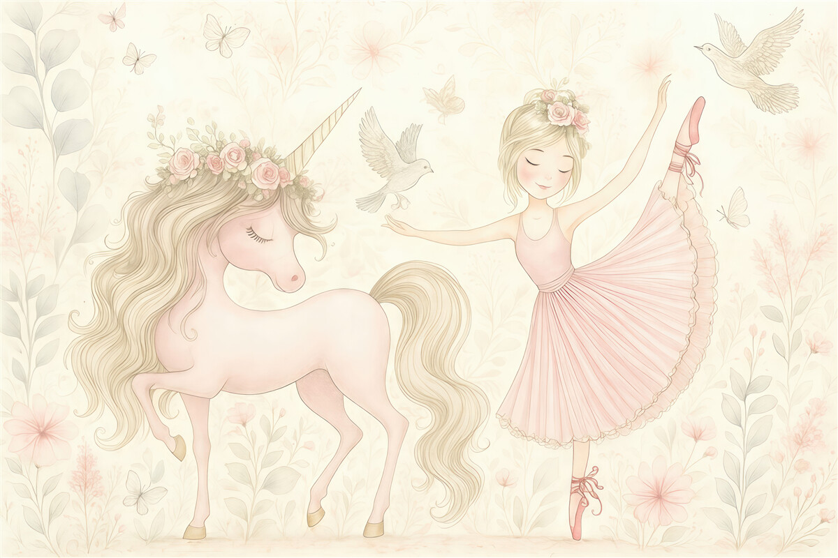 Fototapeta Księżniczka oraz jednorożec.