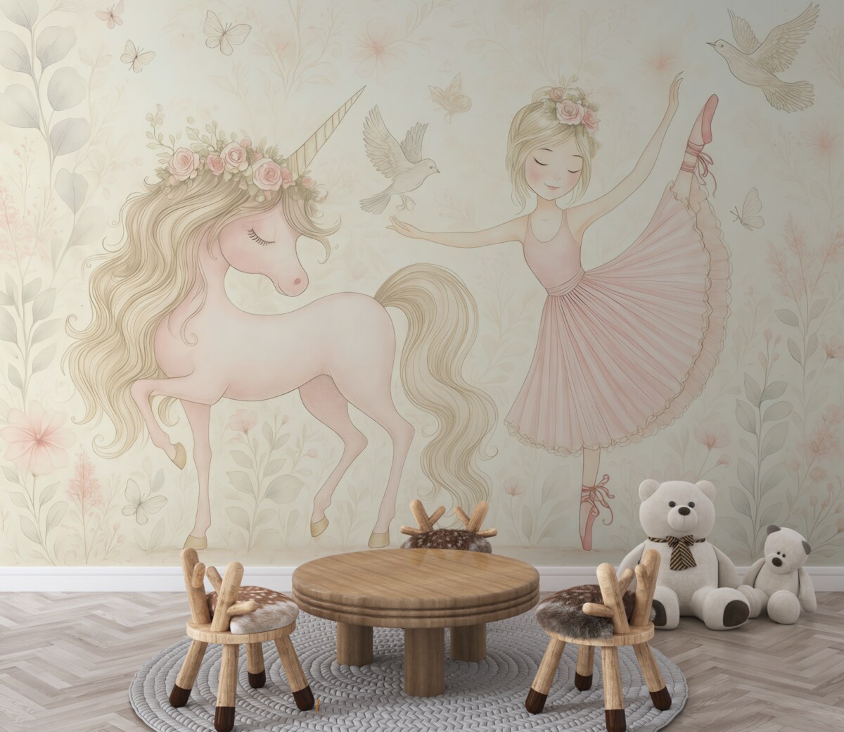 Fototapeta Księżniczka oraz jednorożec.