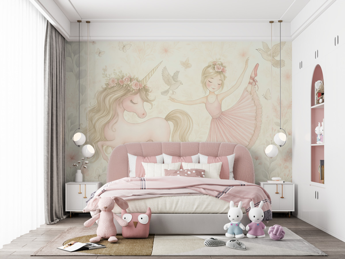 Fototapeta Księżniczka oraz jednorożec.