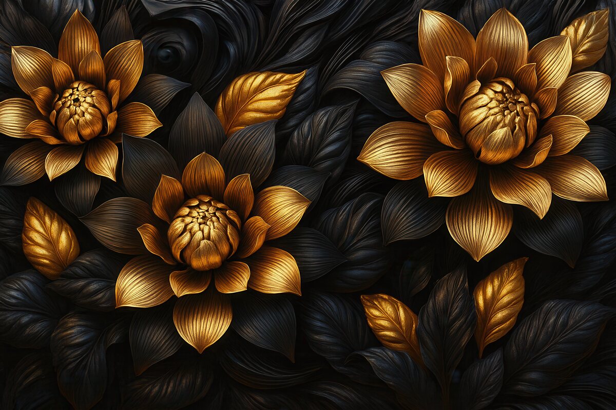 Fototapeta Ciemne, duże kwiaty.