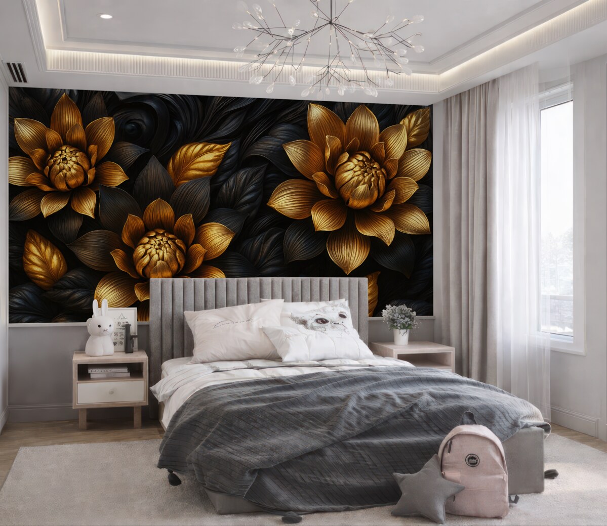 Fototapeta Ciemne, duże kwiaty.