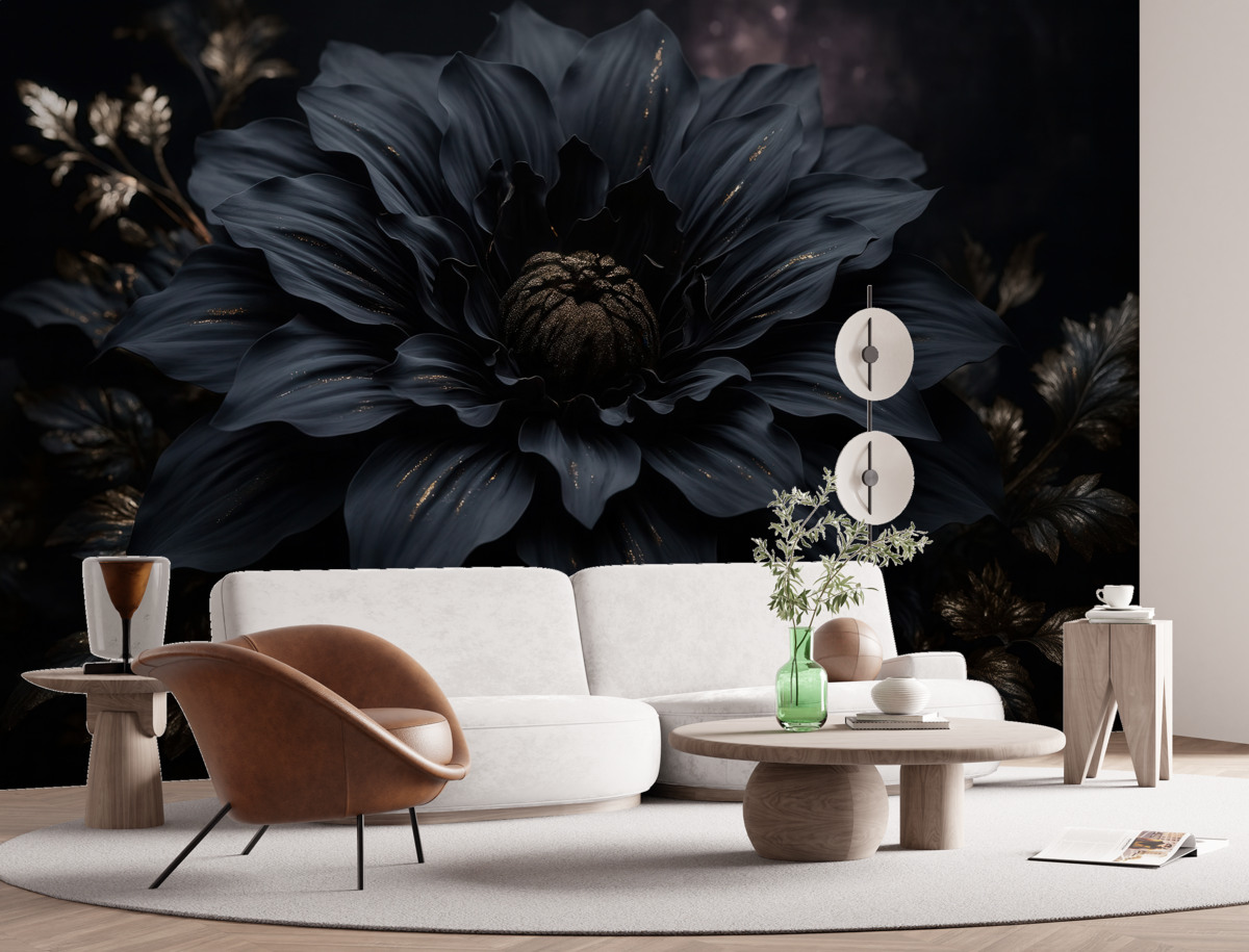 Fototapeta Czarny kwiat z dekoracją.