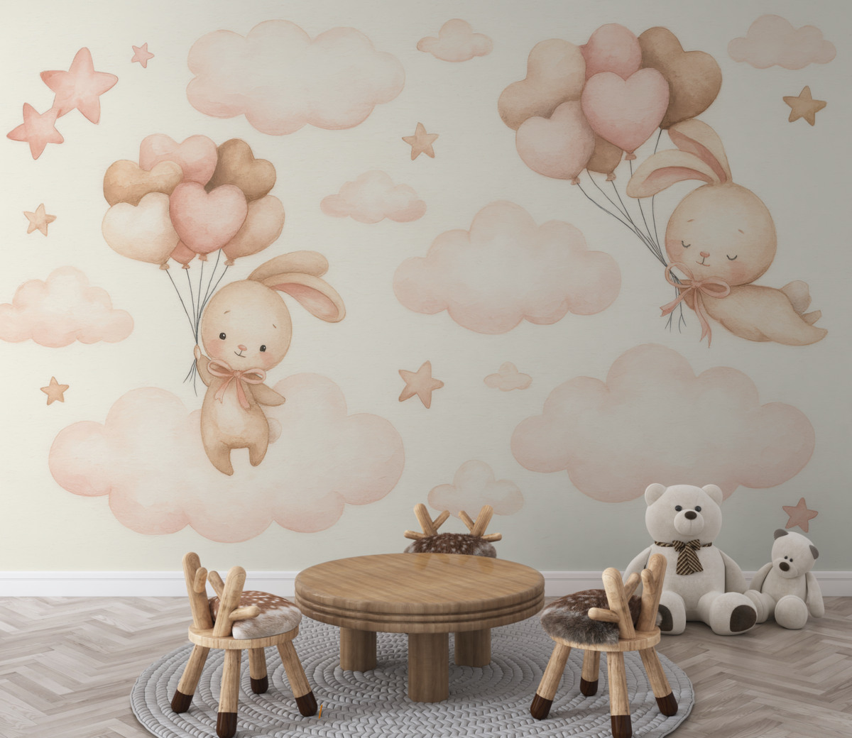 Fototapeta Uroczy królik i baloniki.