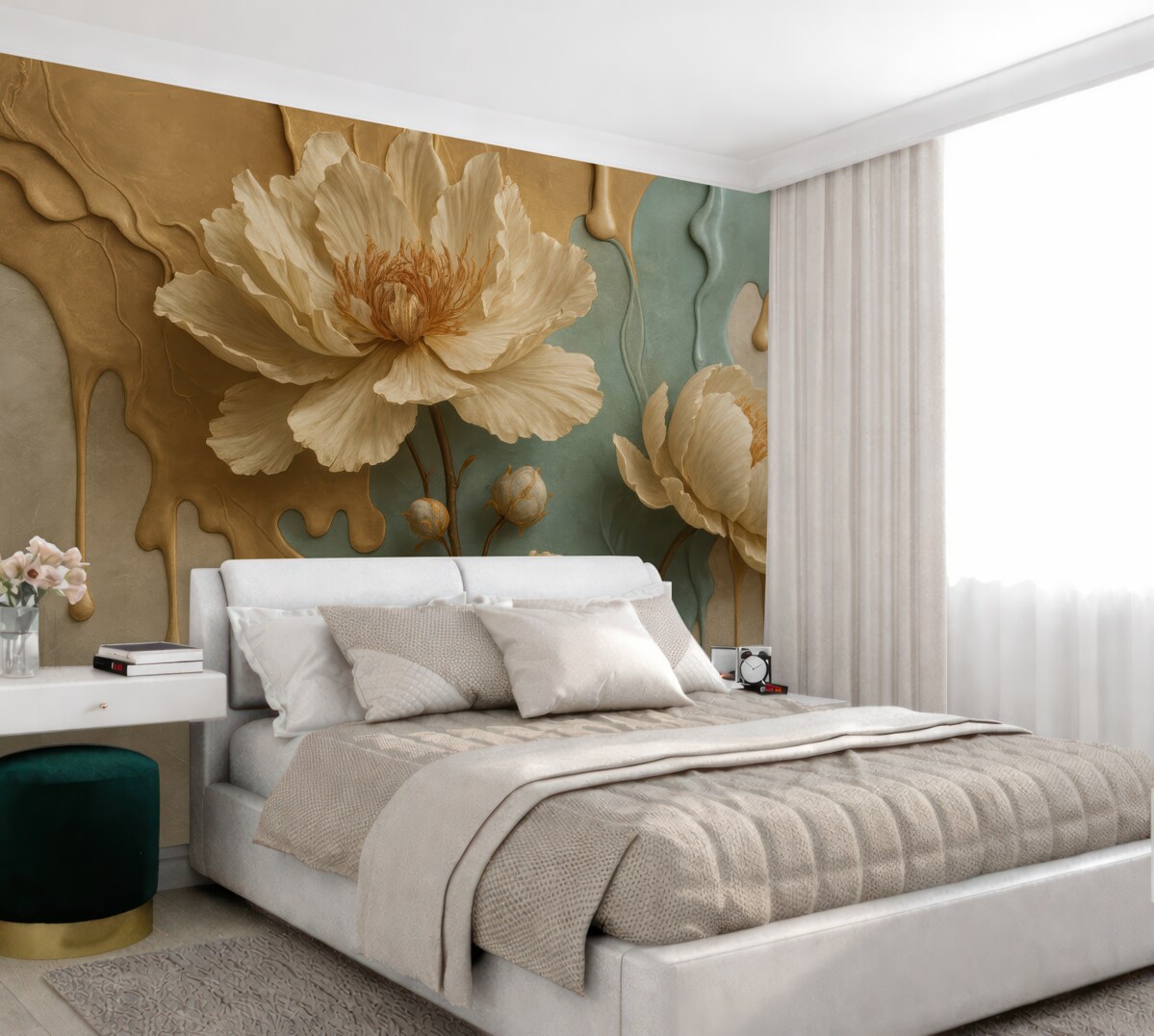 Fototapeta Kwiaty i pasma farby.