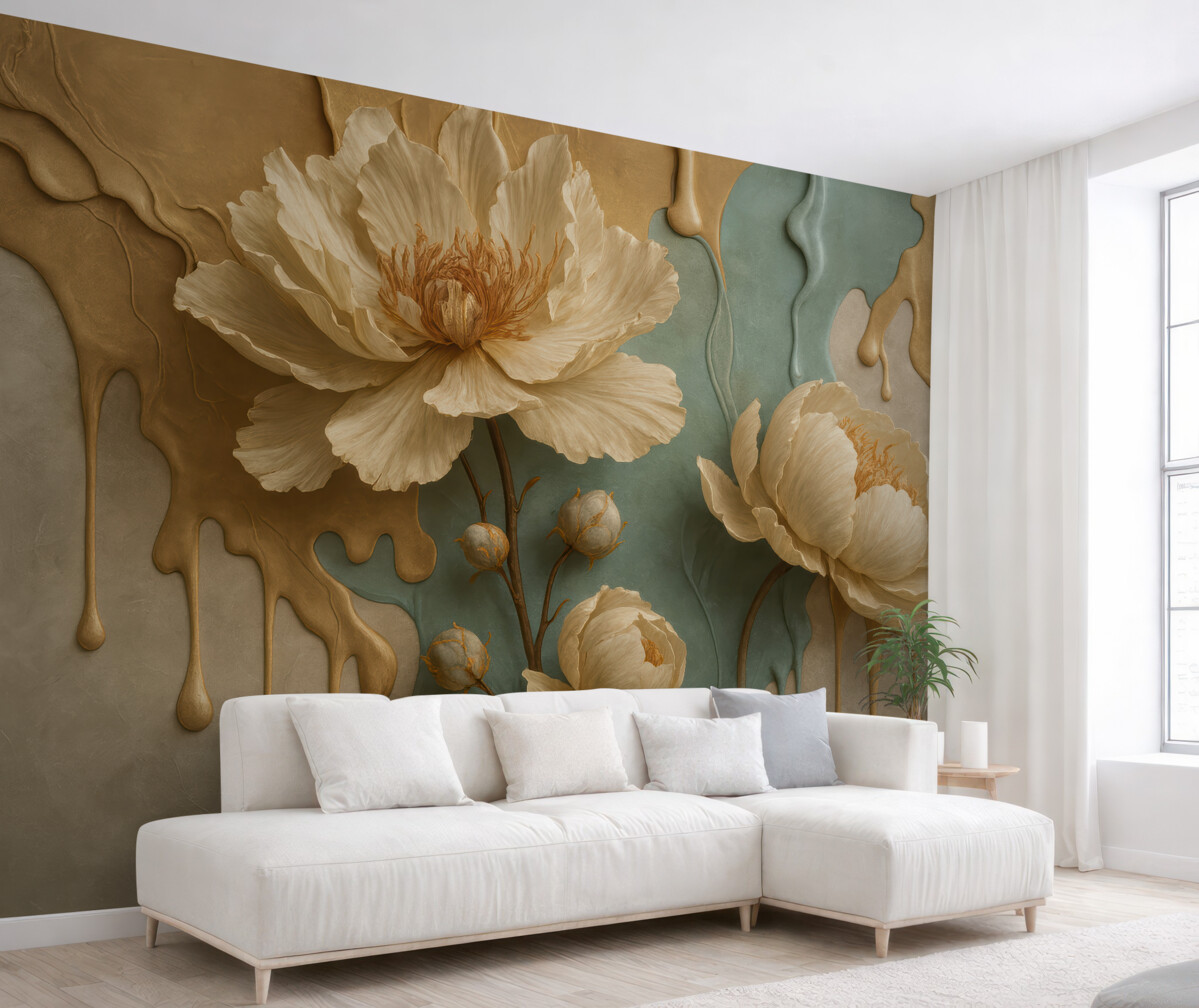 Fototapeta Kwiaty i pasma farby.