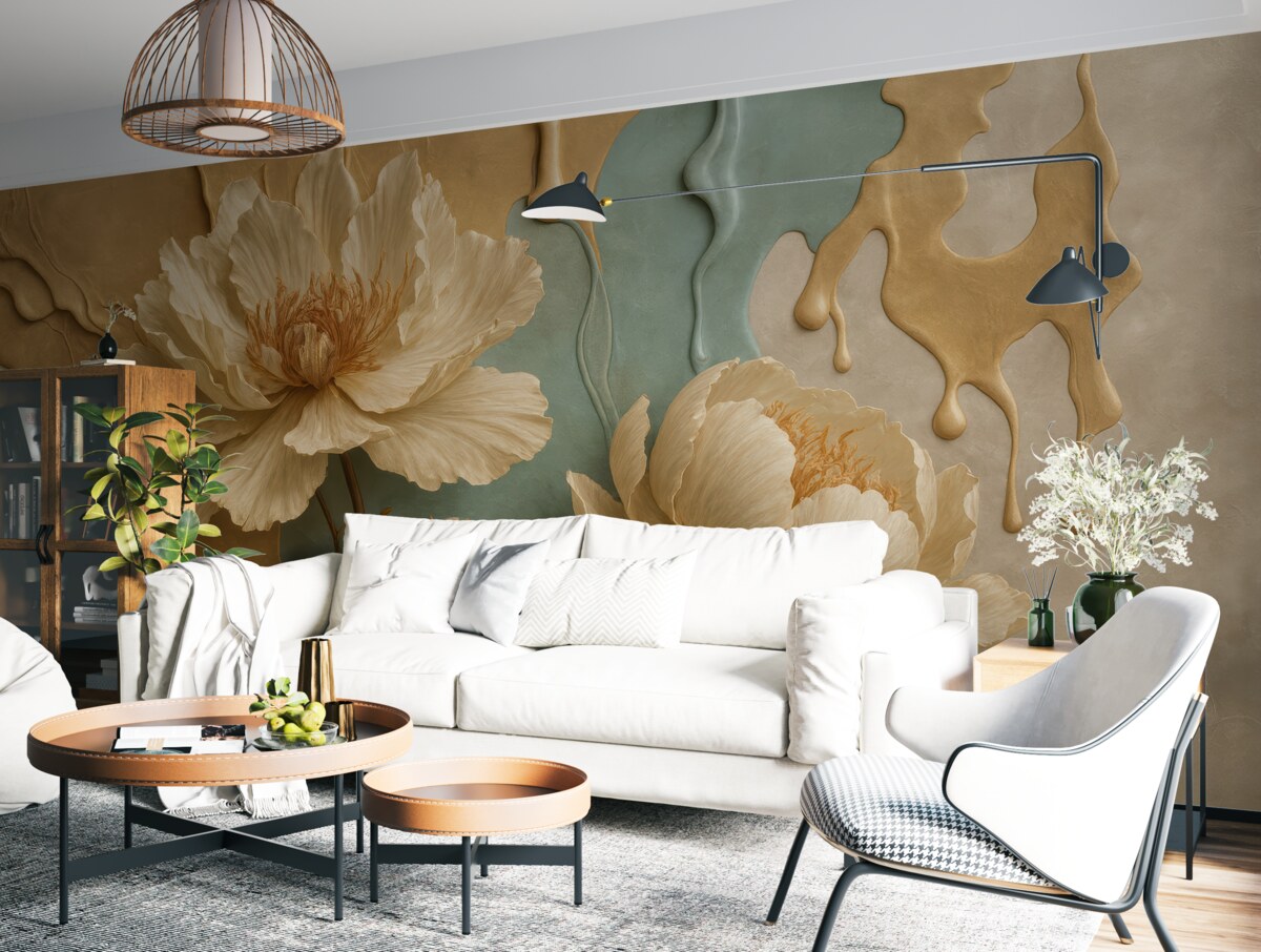 Fototapeta Kwiaty i pasma farby.