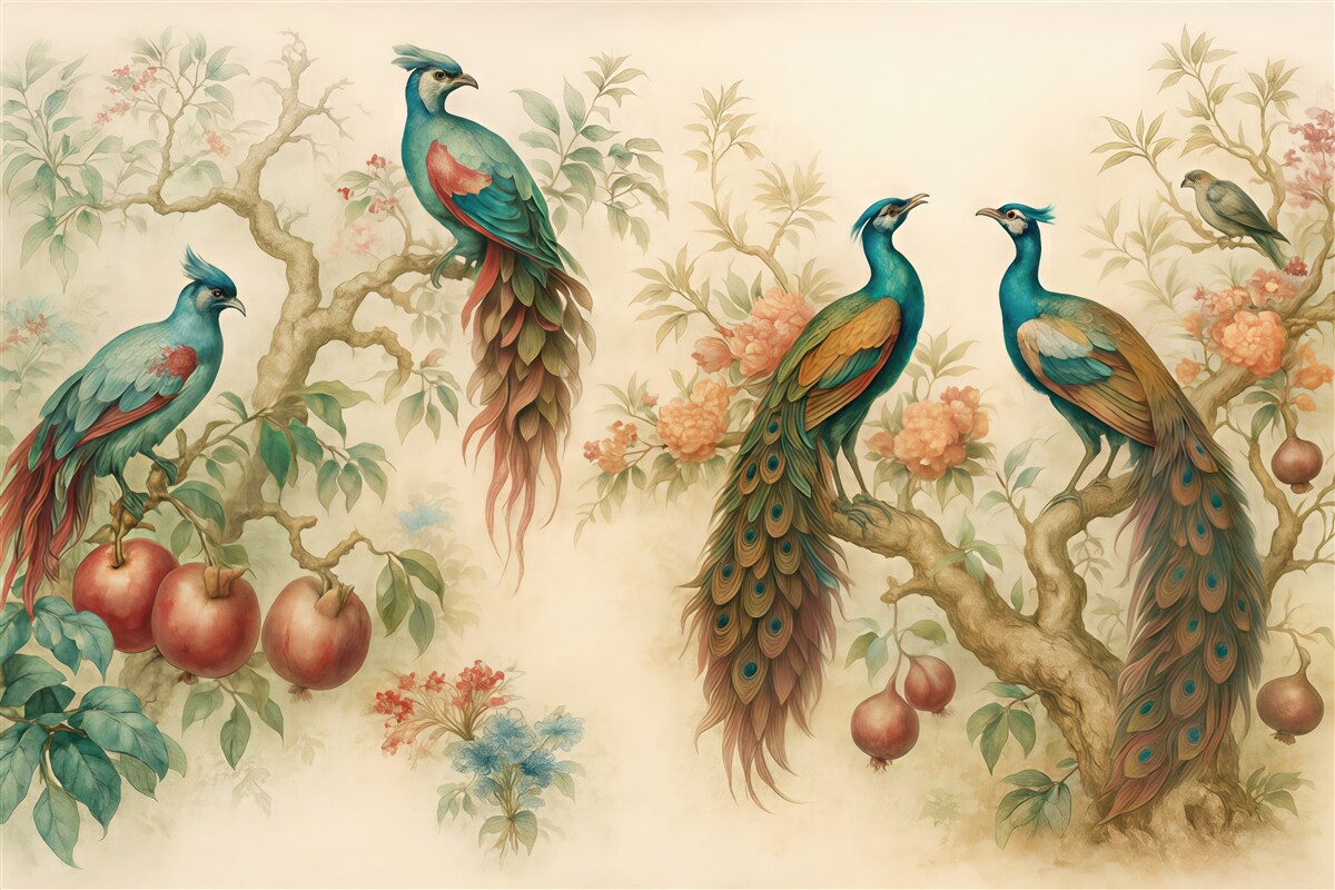 Fototapeta Ptaki na konarach granatu.