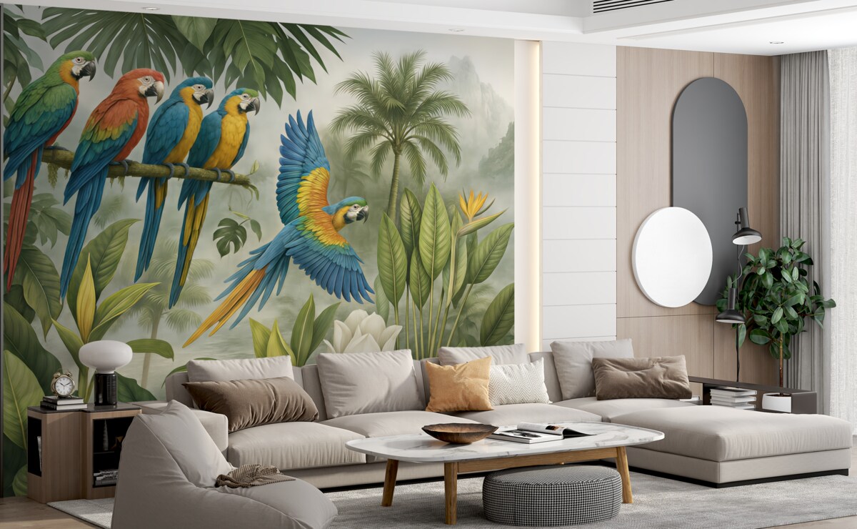 Fototapeta Papugi w tropikalnym lesie.