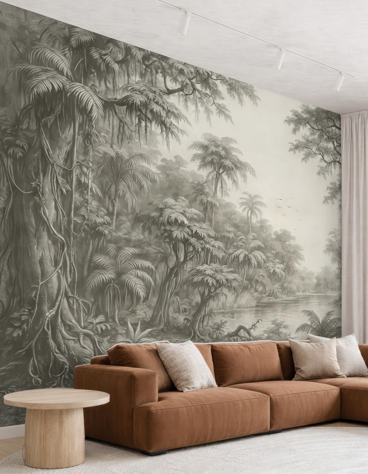 Fototapeta Widok lasu w klimacie retro.