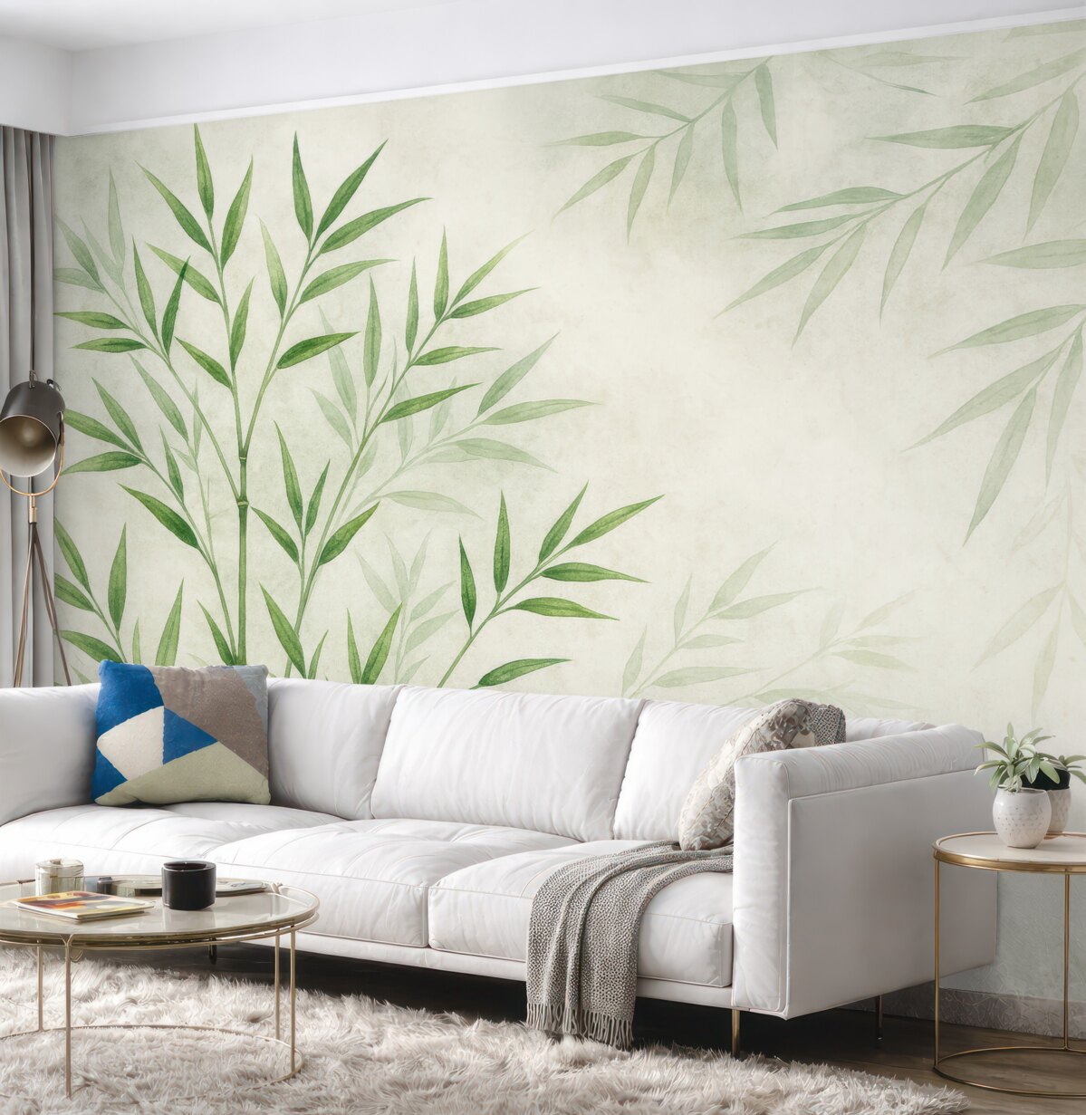 Fototapeta Liście bambusa przypominające trzciny.