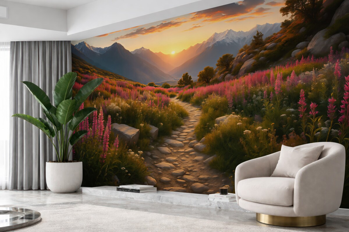 Fototapeta Czarujące kwiaty górskiego pejzażu.