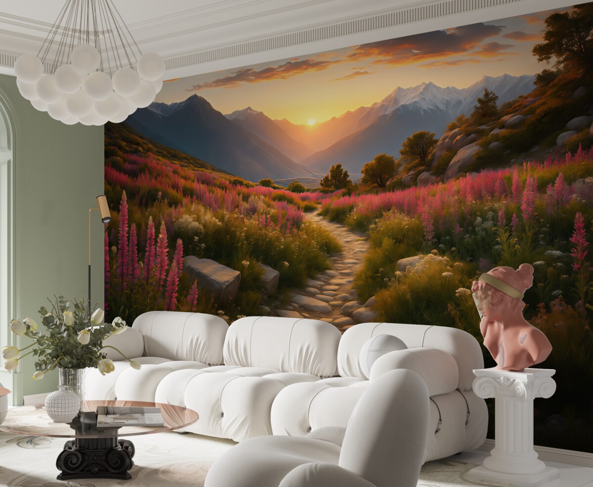 Fototapeta Czarujące kwiaty górskiego pejzażu.