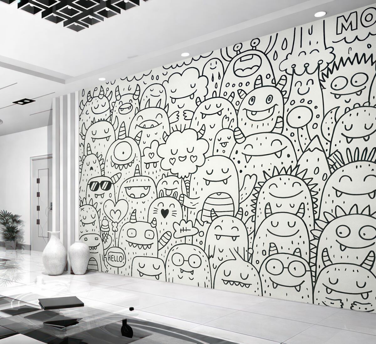 Fototapeta Kolorowanki do tapet Zabawne potwory dla dzieci