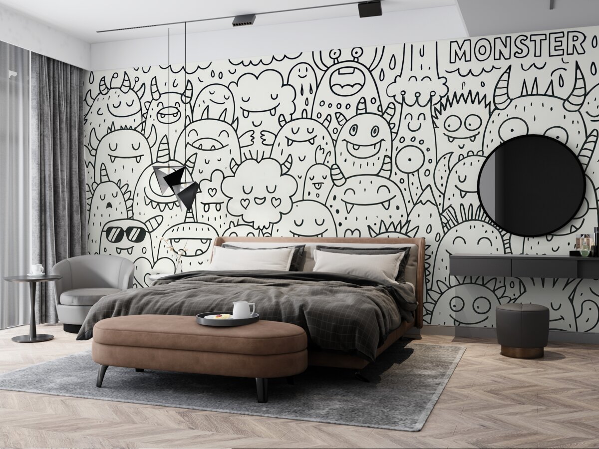 Fototapeta Kolorowanki do tapet Zabawne potwory dla dzieci