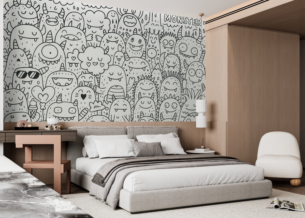 Fototapeta Kolorowanki do tapet Zabawne potwory dla dzieci